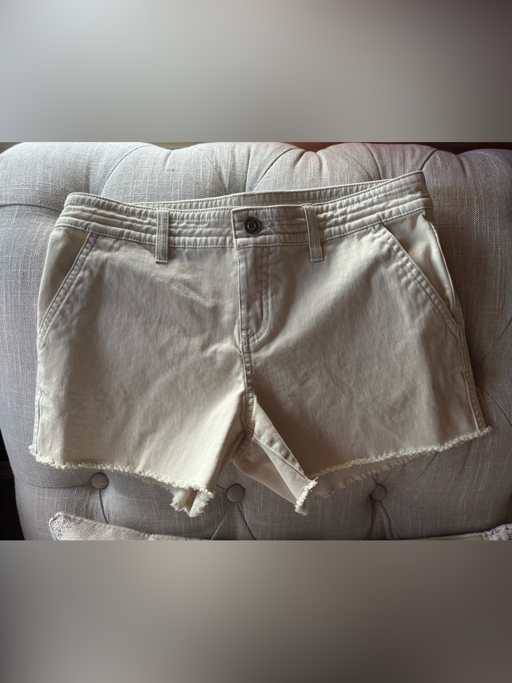 Prana cream Frayed Hem Jean Shorts